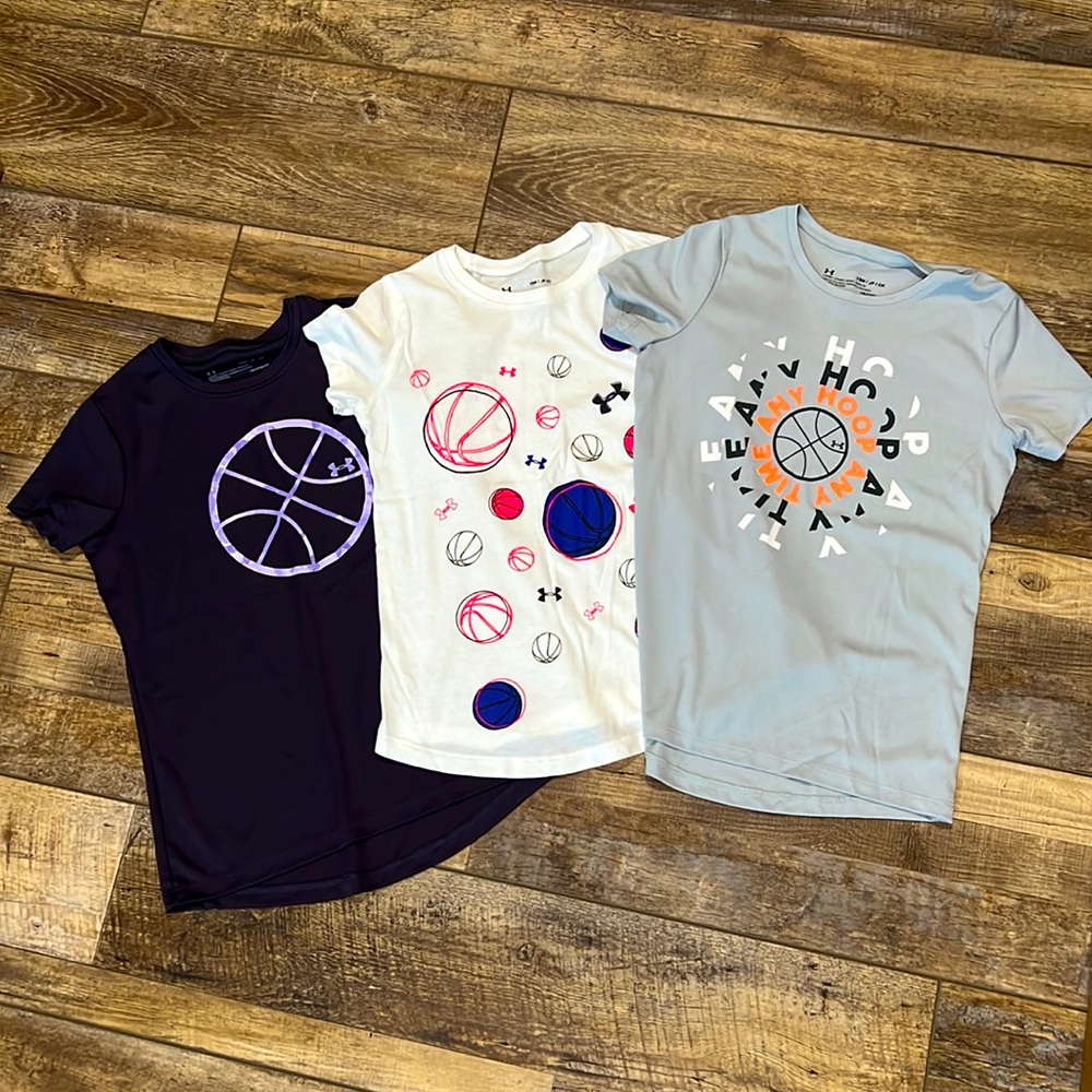Lot of 3 girls basketball Under Armour shirts